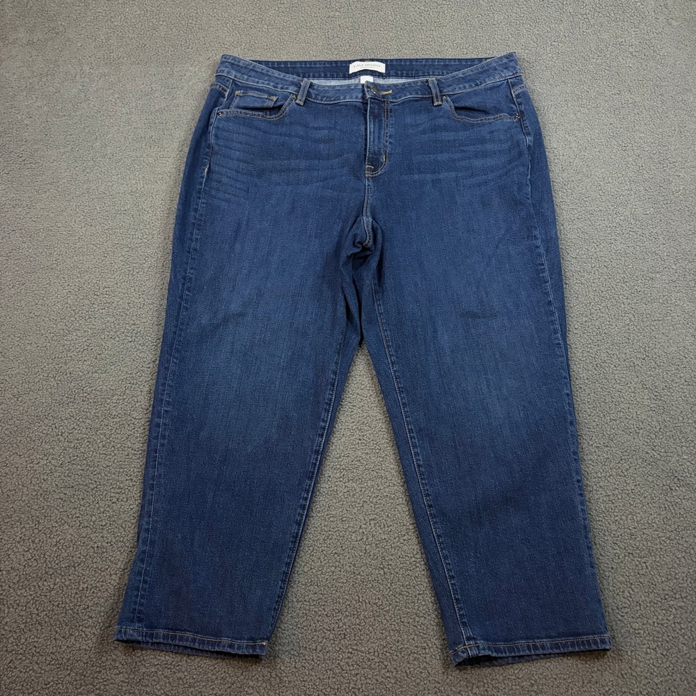 Lane Bryant Jeans Womens 18 Blue Essential Stretch Girlfriend Crop Mid-Rise